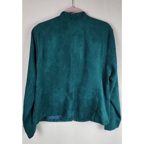 Studio Works Jacket Faux Suede Women's 18 Teal Green Preppy southwest Work - Picture 7 of 9
